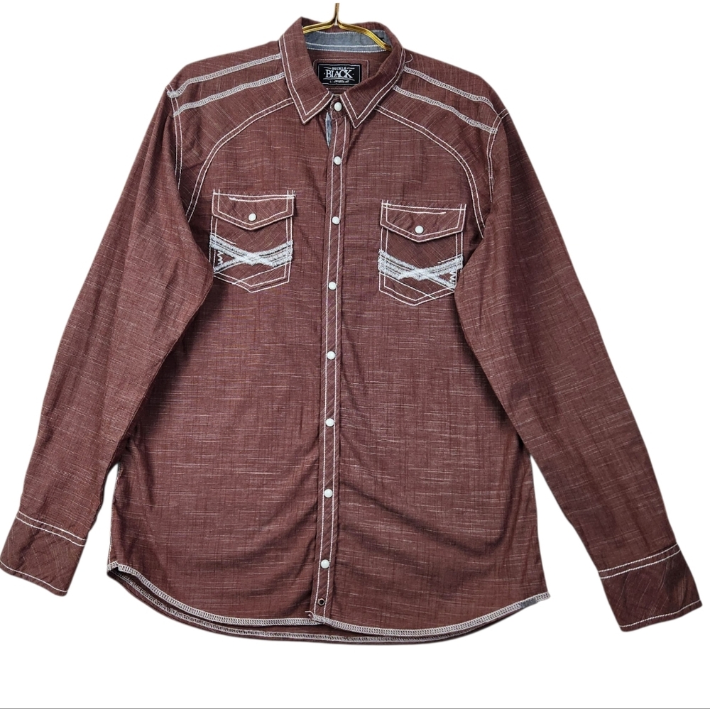 Buckle Black Label Mens Size Large Pearl Snap Embroidered Western Cowboy Shirt